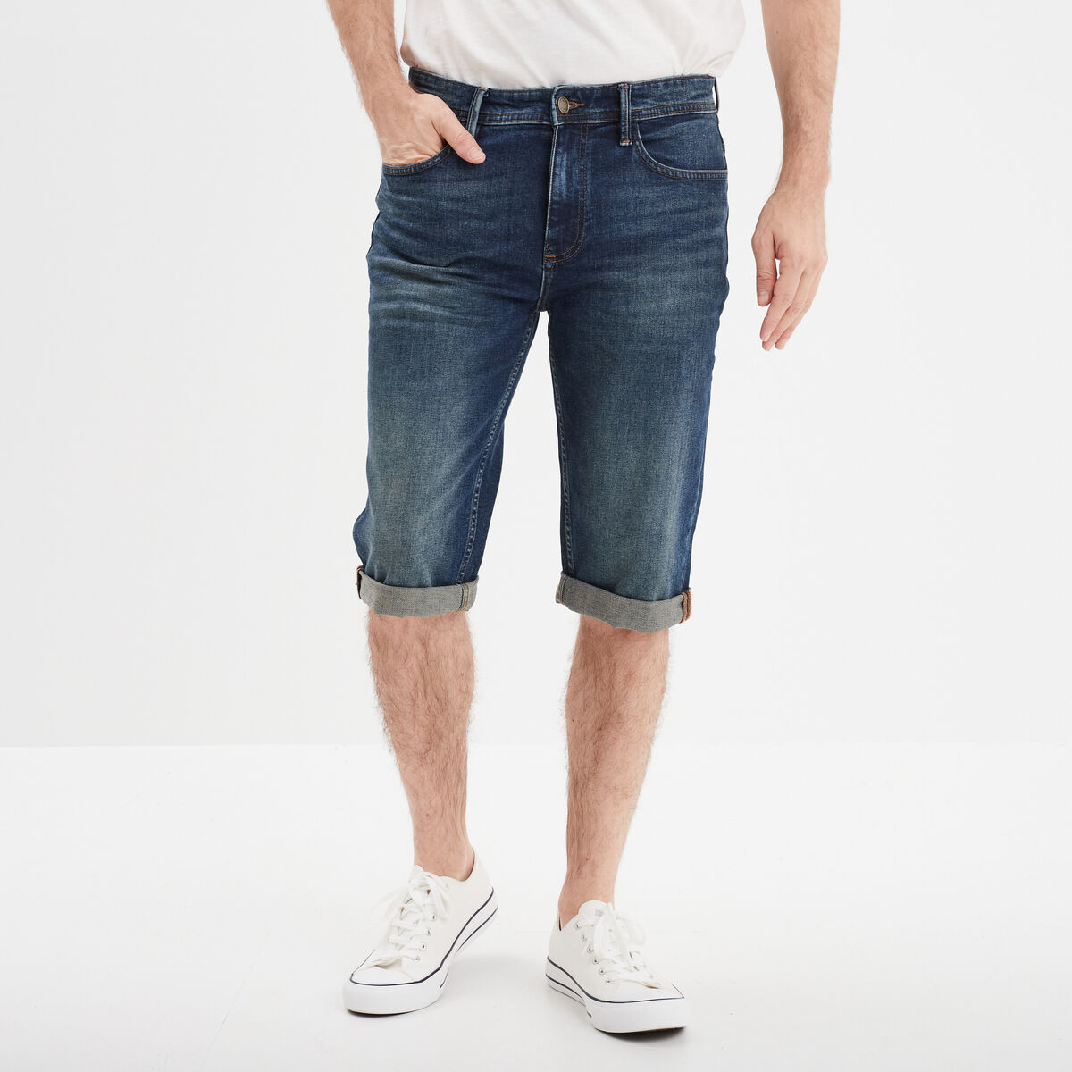 Bermuda regular en jean denim dirty homme