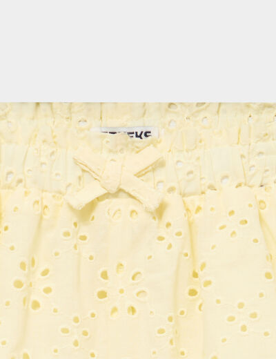 Short broderie anglaise coton jaune clair b&eacute;b&eacute; fille