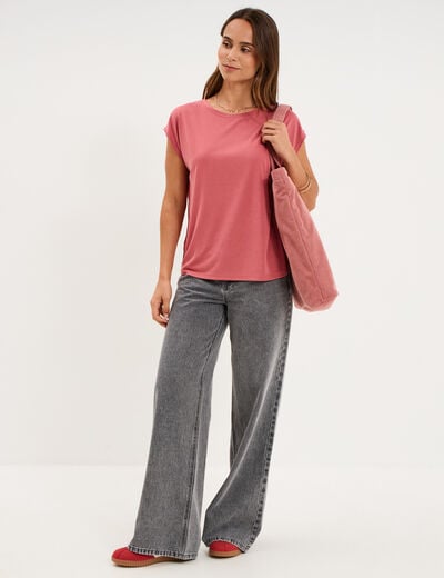 T-shirt manches courtes coupe droite vieux rose femme