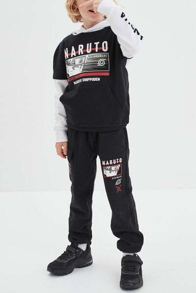 Sweat à capuche hoodie 2-en-1 Naruto noir garçon
