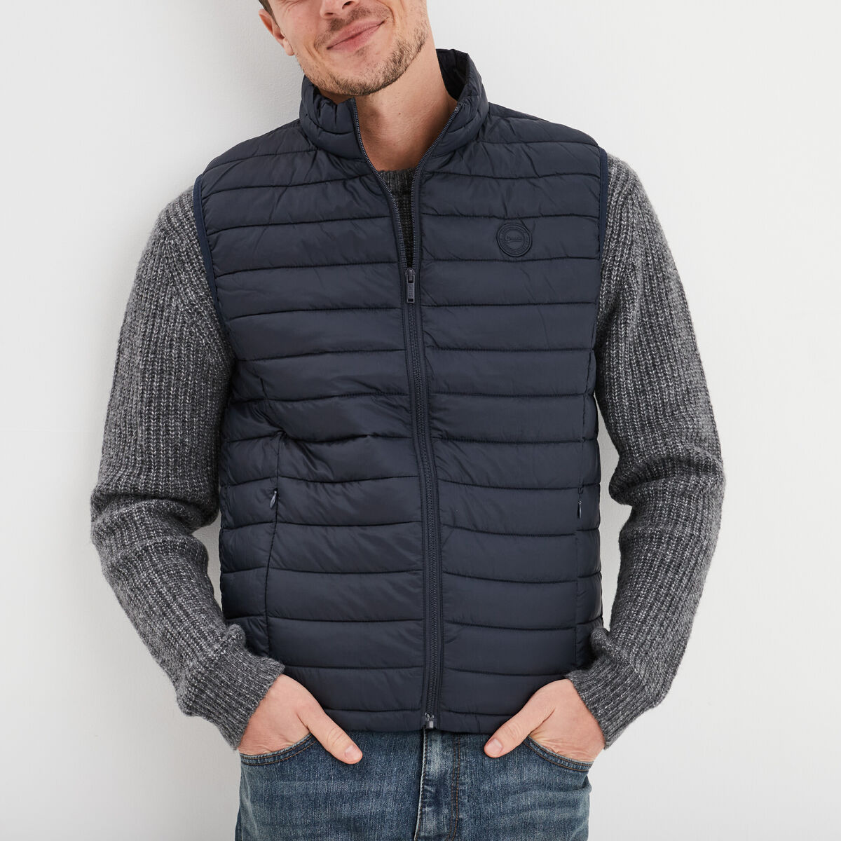 Doudoune sans manches l&eacute;g&egrave;re d&eacute;perlante bleu marine homme