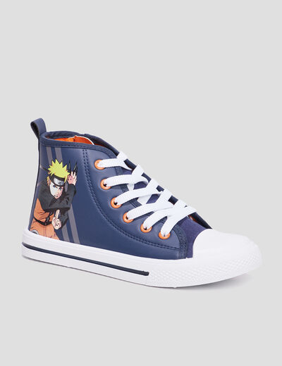 Baskets montantes zippées Naruto bleu marine garçon