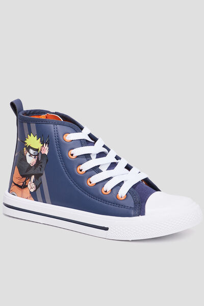 Baskets montantes zippées Naruto bleu marine garçon