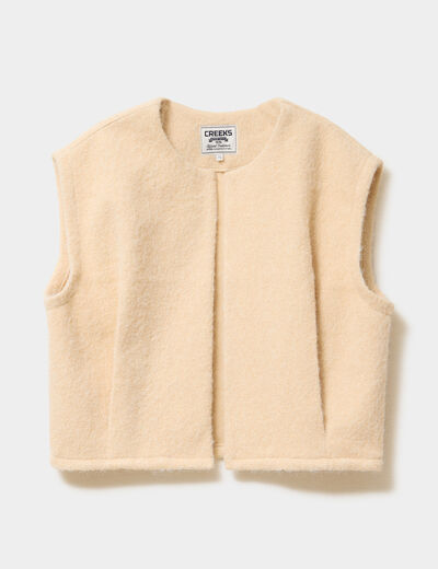 Veste sans manches sable femme