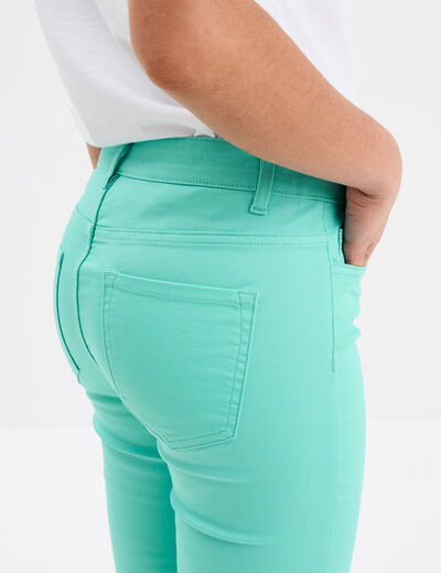 Pantacourt slim 5 poches bleu turquoise femme