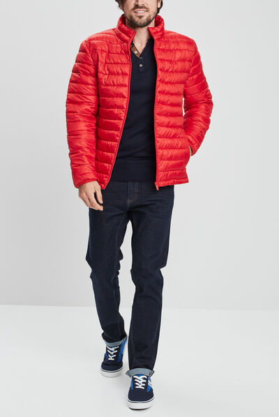 Doudoune droite légère col montant rouge homme