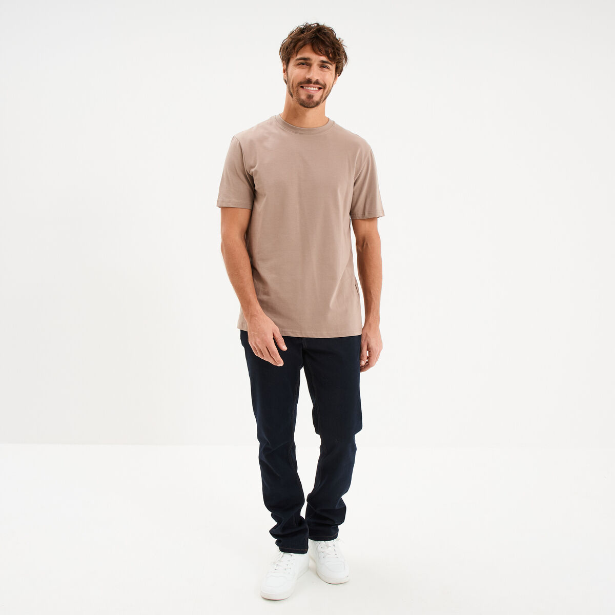 T-shirt slim stretch manches courtes gris homme