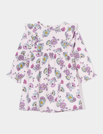 Robe velours à volants Creeks rose pastel bébé fille