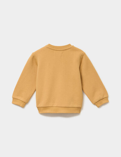 Sweat molletonn&eacute; &eacute;paule boutonn&eacute;e jaune moutarde b&eacute;b&eacute; gar&ccedil;on