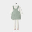 Ensemble 3 pièces coton vert kaki bébé fille