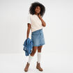 T-shirt col rond manches courtes coton blanc femme