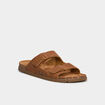 Mules double brides &agrave; scratchs marron clair homme