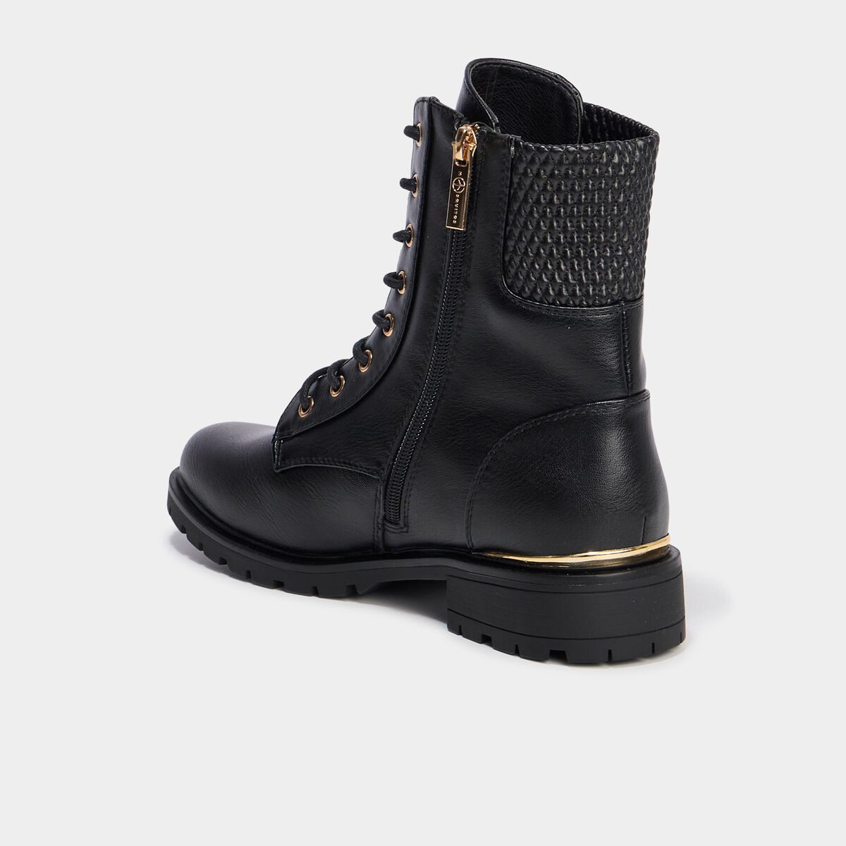 Boots &agrave; lacets et talons noir femme