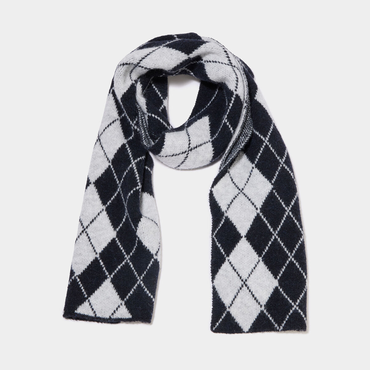 &Eacute;charpe motif losange gris fonc&eacute; femme