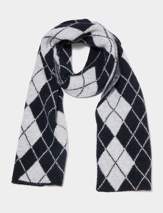 &Eacute;charpe motif losange gris fonc&eacute; femme
