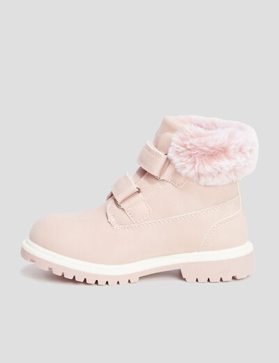 Bottines à scratchs fausse fourrure rose fille