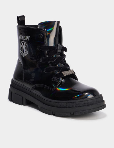 Boots effet holographique Mercredi noir fille