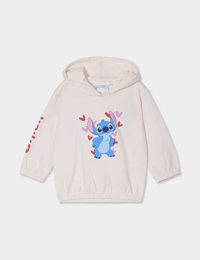 Sweat à capuche hoodie Stitch creme bébé fille