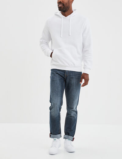 Sweat molleton &agrave; capuche hoodie blanc homme