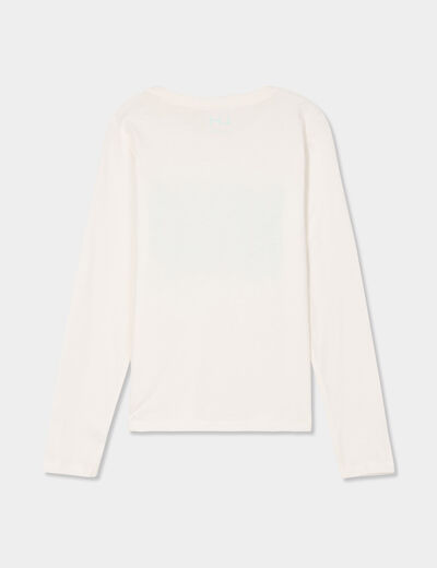 T-shirt manches longues coton ivoire fille