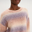 Pull droit col rond manches longues multicolore femme