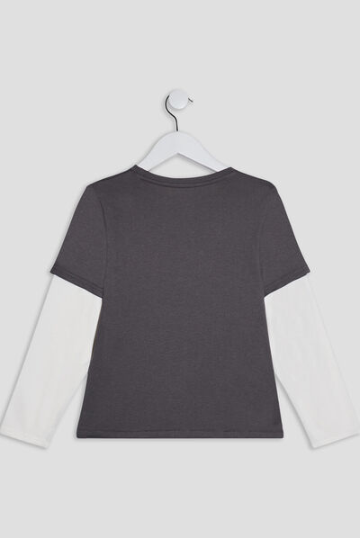T-shirt manches longues gris foncé garçon