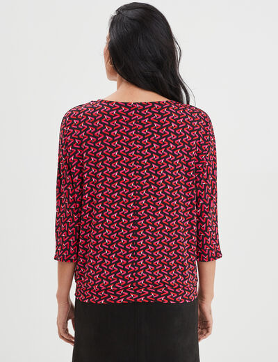 T-shirt manches 3/4 noir femme