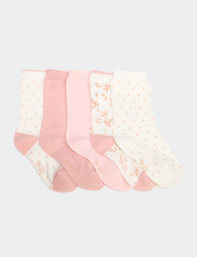 Lot 5 paires chaussettes rose b&eacute;b&eacute; fille