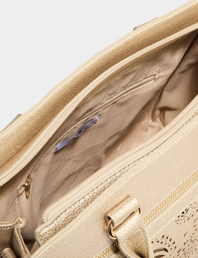 Sac rectangulaire bandouli&egrave;re ajustable couleur or femme