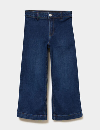 Jean wide leg cropped bleu fonc&eacute; fille