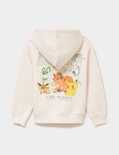 Sweat zipp&eacute; &agrave; capuche Pok&eacute;mon ivoire fille