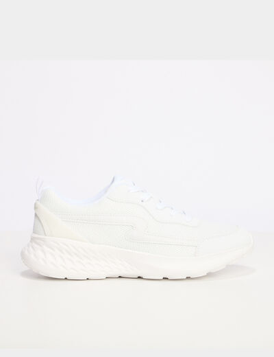 Baskets running à lacets Run-Up blanc femme