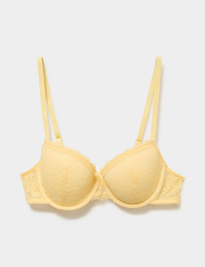 Soutien-gorge corbeille coques dentelle jaune femme