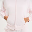Sweat zipp&eacute; molleton col montant rose clair femme