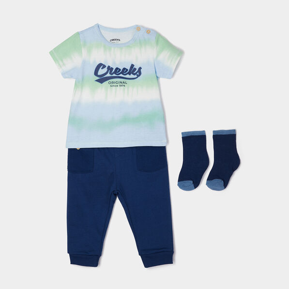 ensemble 3 pieces creeks vert bebeg Ensemble 3 pièces Creeks vert bébé garçon