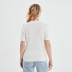 Pull col polo manches courtes blanc femme