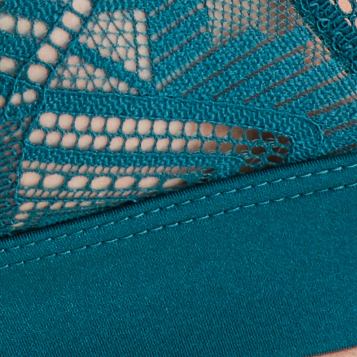 Soutien-gorge triangle en dentelle bleu canard femme
