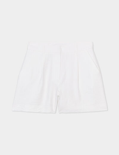 Short ample à pinces blanc femme