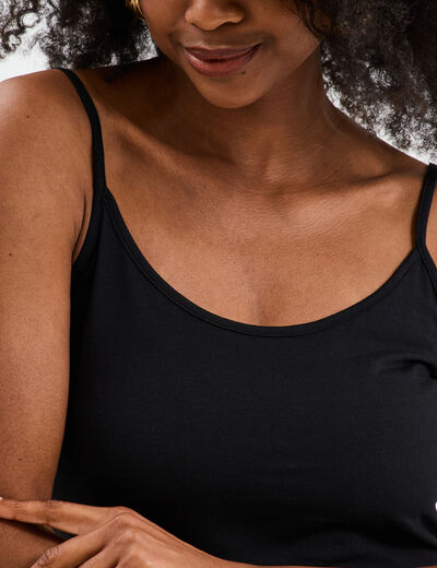 Débardeur coton bretelles réglables noir femme