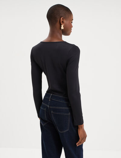 Body ajust&eacute; manches longues noir femme