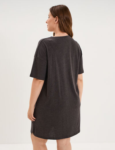 Chemise de nuit courte coton majoritaire gris clair femme grande taille