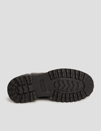 Bottines motardes crantées zippées noir fille