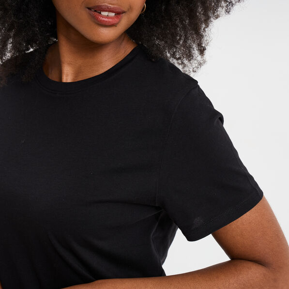 t shirt col rond manches courtes coton noir femme T-shirt col rond manches courtes coton noir femme