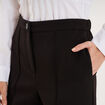 Pantalon droit cropped taille haute noir femme