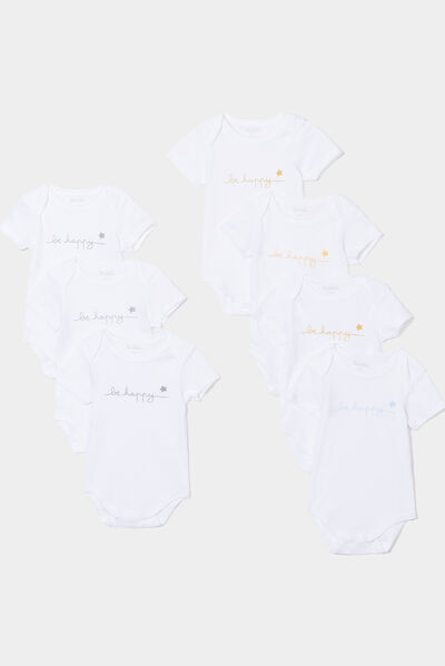 Lot 7 bodies US coton manches courtes blanc mixte