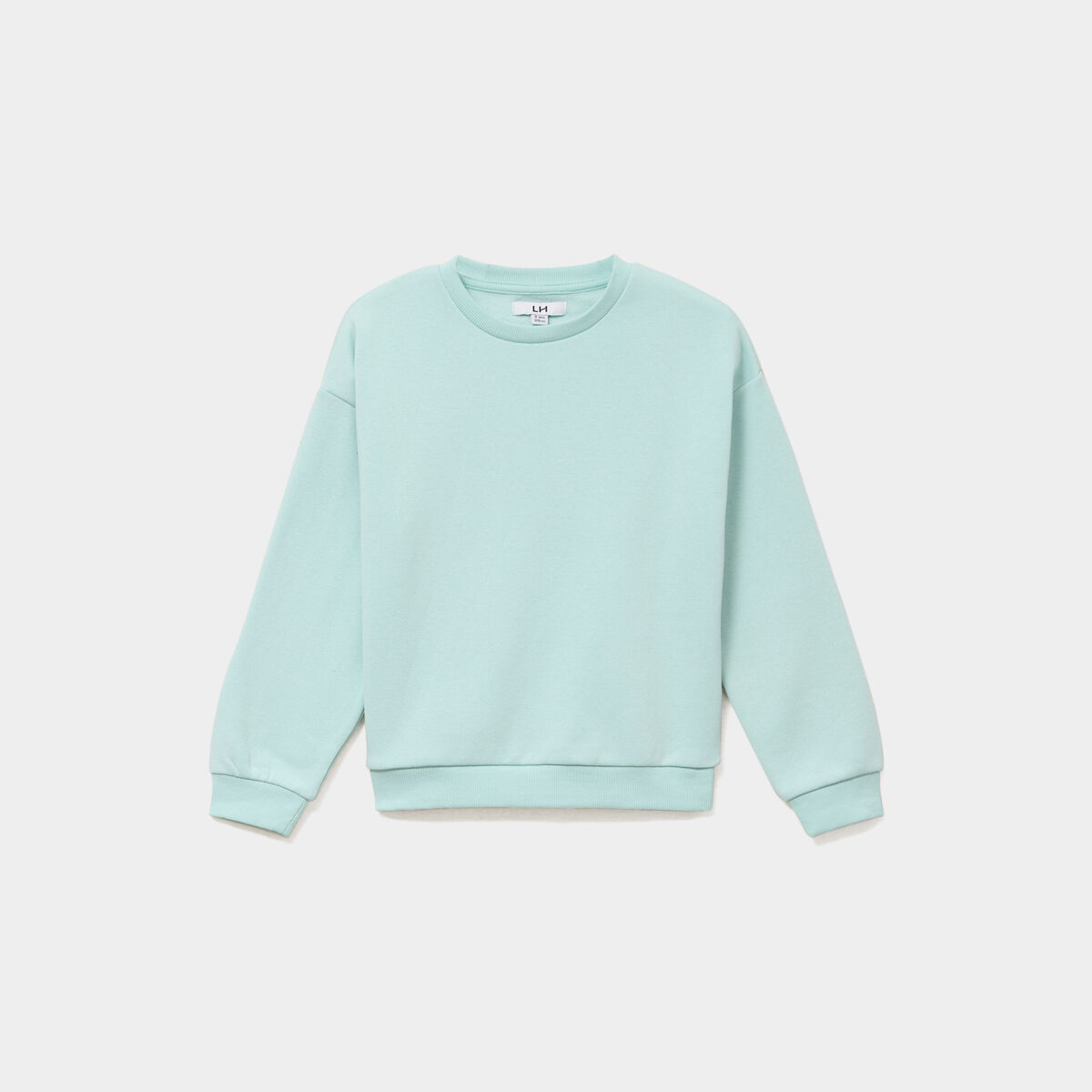 Sweat col rond manches longues bleu turquoise fille