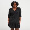 Robe évasée manches 3/4 noir femme grande taille