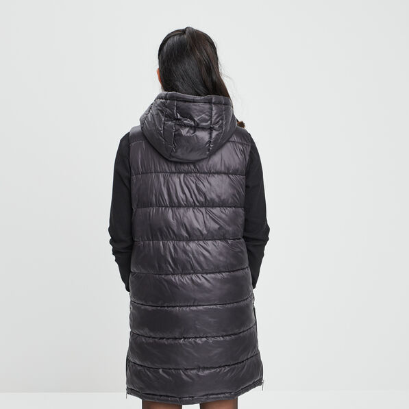 Doudoune longue sans manches noir femme