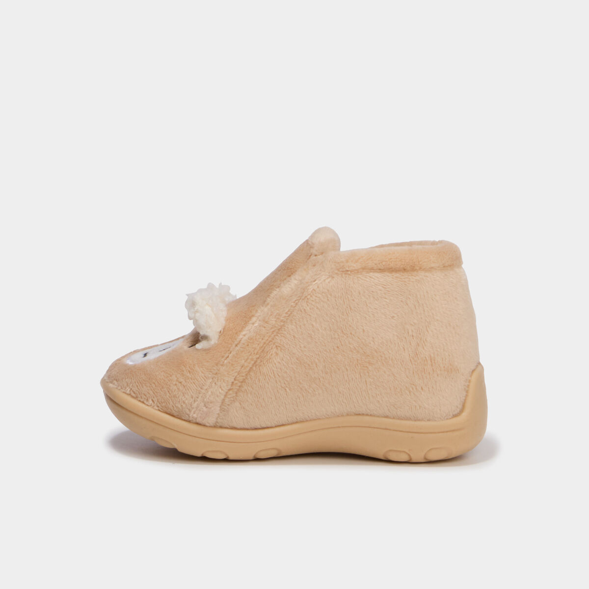 Chaussons botillons effet velours marron clair b&eacute;b&eacute; gar&ccedil;on
