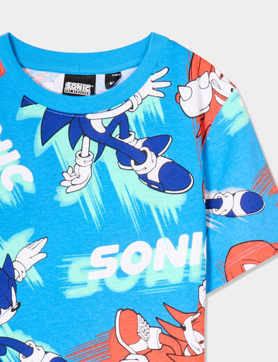 T-shirt manches courtes coton Sonic bleu garçon